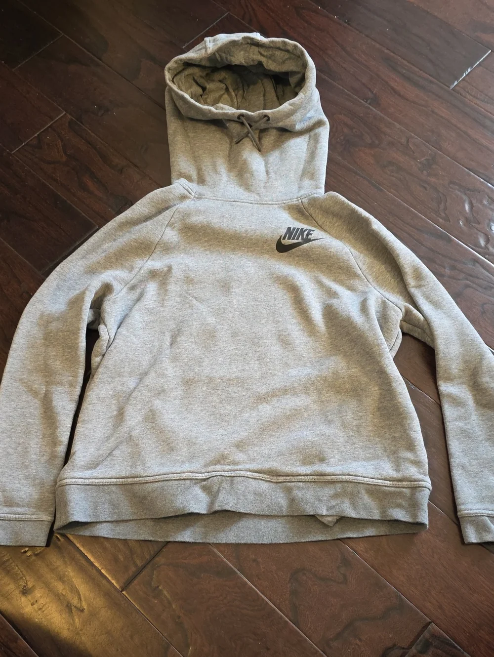 Nike Light Gray Hooded Sweatshirt with Black Swoosh